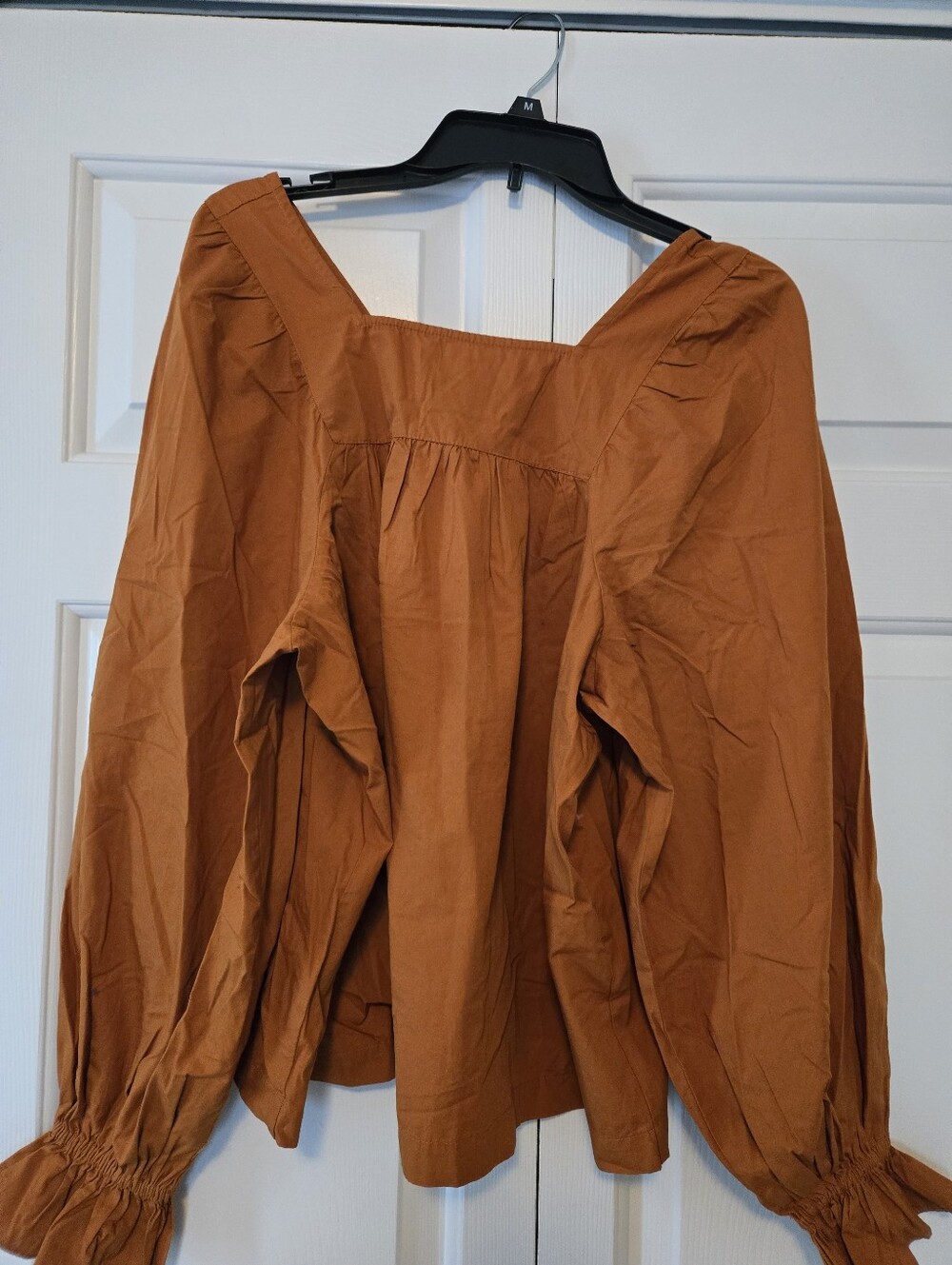 Happy Nature Blouse Rust Square-Neck Long Sleeve Women's Top